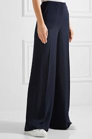 午夜蓝ryeridge 真丝绉纱阔腿裤 theory wide leg pants silk crepe silk chiffon