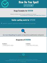 How do you pronounce skeletal system? Correct Spelling For System Infographic Spellchecker Net