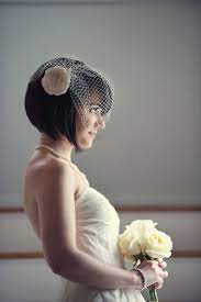 Short Bridal Hair Styles Side View Of Short Straight Wedding Hairstyle Pretty Designs Short Wedding Hair Short Bridal Hair Short Hair Bride