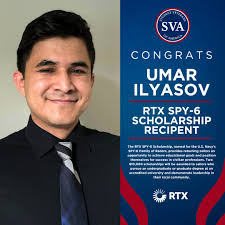 Congratulations to Umar Ilyasov! One of two student veterans awarded with  our @rtxcorporation SPY-6 Scholarship. The @rtxcorporation SPY-6  Scholarship, named for the U.S. Navy's SPY-6 Family of Radars, provides  returning sailors an