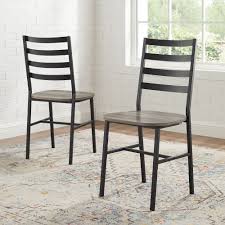 Shop allmodern for modern and contemporary wood dining chairs to match your style and budget. Slat Back Metal And Wood Dining Chair 2 Pack Grey Wash By Walker Edison