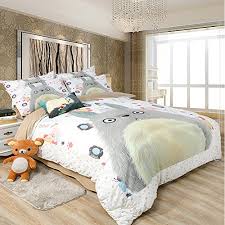 Rasewi Kmafun Luk Oil Japan Hayao Miyazaki Totoro Cotton Bedding Set 4 Piece Pink Sheets Duvet Cover Sets For Childrenadult Singledouble 1 Duvet Cover 1 Bed Sheet 2 Pillow Cases Rtyhjhgfg