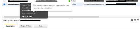 Why Dns Resolution Support Is Enabled For Inter Region Vpc Peering Connection Stack Overflow