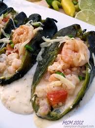Cheese Shrimp Stuffed Poblanos Chile Rellenos De Camaron Y Queso Mexican Food Recipes Cooking Cooking Recipes