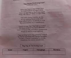 The said poem was published in the first issue of kalayaan. Sana May Makasagot Ano Ang Sukat Tugma Talinghaga At Kariktan Ng Tulang Pag Ibig Sa Tinubuang Brainly Ph