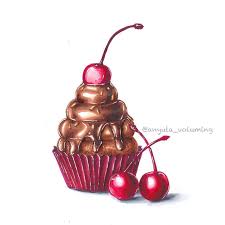 Epingle Par Marina Lysko Sur Kapkejki Dessin Cupcake Dessin Realiste Nourriture