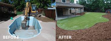 Remove decking material (concrete, tile, etc.) then the coping is screwed to the pool two of the most prominent dangers of draining an inground pool are ground water causing the pool to pop out and the weight of the dirt being too much for the. Pool Removal The Real Estate Value Mack Land Llc