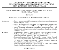 Hasil musyawarah pengurus yayasan dalam rangka pemberian tugas poko dan fungsi kepengurusan di pondok pesantren tanggal 25 juni 2020. Surat Keterangan Mengajar Di Madrasah Diniyah
