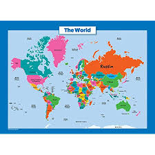 ️ interactive map of the world. Amazon Com World Map For Kids Laminated Wall Chart Map Of The World Industrial Scientific