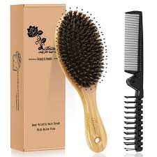 The shape and the boar bristles used work to detangle your hair and maintain shinier, healthier hair. Amazon Com Hair Brush Comb Set Boar Bristle Hairbrush For Curly Thick Long Fine Dry Wet Hair Best Travel Bamboo Paddle Detangler Detangling Hair Brushes For Women Men Kids Adding Shine Smoothing