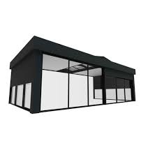 Veranda Autoportee Equinoxe Espace Lounge En Aluminium Pour Piscine Avec Volet Roulant Integre