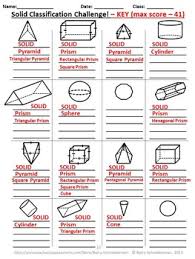 The answer key is automatically generated and is placed on the second page of the file. Classifying 3 D Figures Game Classifying Solid Shapes Solid Figures