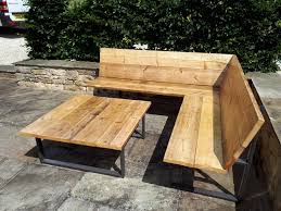Discover creative and unique garden bench ideas for your backyard that will suit anyone's taste. Reclaimed Scaffold Board Steel Corner Bench Sofa 35cm Seat Etsy Built In Garden Seating Diy Garden Seating Corner Garden Seating
