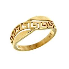 14k Gold Greek Key Ring Without Stones Ring Design For Female Gold Ring Designs Gold Ring Images