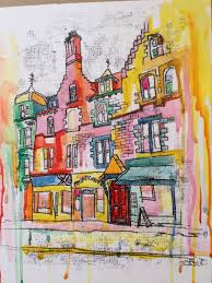 Cockburn Street Edinburgh Old Town Building Art Painting Natural Form Art