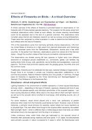 pdf effects of fireworks on birds a critical overview