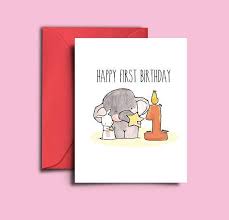 Printable Birthday Card For Baby Boy Baby First Birthday Card 1 Year Old Girl Baby 1st Birthday Card Baby Elephant First Birthday Gift Idea Cute Blank Card For Baby Shower In 2020 First Birthday Cards Old