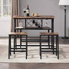 You can display and protect your delicate wine or margarita glasses, champagne flutes, and other glassware with this kitchen cabinet organizer, as well as your favorite. Amazon Com O K Furniture 4 Piece Counter Height Dining Room Table Set Bar Table With One Bench And Two Stools Industrial Table With Wine Rack For Kitchen Counter Small Space Table And Chairs