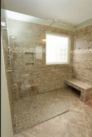 Planning For Elderly Days Shower With No Step Up Love The Bar That Could Hold A Shower Curtain Bathroom Shower Stalls Small Bathroom With Shower Shower Stall