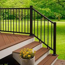 Simple yet unobtrusive metal porch step . Century Aluminum Railings Stair Rail Kit Decksdirect