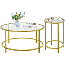 Table linen maple medieval coffee table metal metal and glass coffee table metal and wood metal base metal coffee table metal round glass top. Buy Yaheetech Set Of 2 Round Coffee Table Accent End Table W Modern Glass Top Metal Frame Easy Assembly For Living Room Apartment Small Space Mustard Gold Online In Turkey B095lqgzr3
