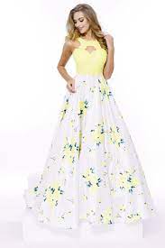 Or select a party dress with a floral skirt and lace top. Long Yellow Floral Print Open Back Formal Prom Dress Floral Prom Dresses Prom Dresses Wholesale Prom Dresses
