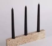 Candelabro de travertino beige de 30 cm (11,8") / Candelabro ...