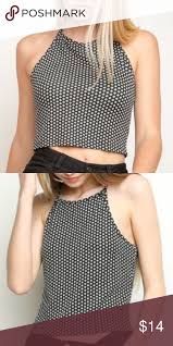 Black And White Brandy Melville Shirt Brandy Melville Black White Diamond Halter Top Brandy Melville Black And White Diamond Patterned Spaghetti Strap Halter Style Tops Halter Top Clothes Design