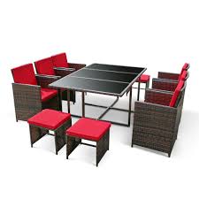 Extra 10 Off Ikayaa 11pcs 10 Seater Rattan Patio Garden Dining Table Chair Set Now 260 Outdoor Dining Table Garden Dining Set Outdoor Furniture Sets