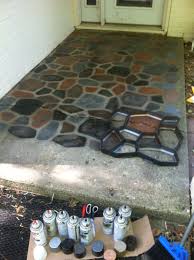 The Smart Momma Spray Painted Faux Stones On Concrete Patio Concrete Patio Concrete Path Faux Stone