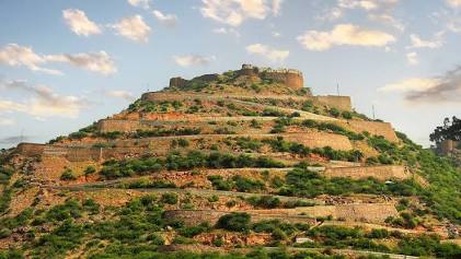 Taragarh Fort's hilltop ramparts, AI generated