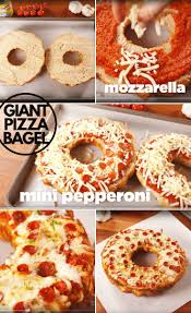 Giant Pizza Bagel Video Recipe Pizza Bagel Lunch Pizza Bagels Giant Pizza Food