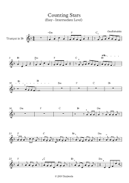 Free trumpet sheet music in pdf format Trumpet Sheet Music Counting Stars Easy Intermediate Level Onerepublic