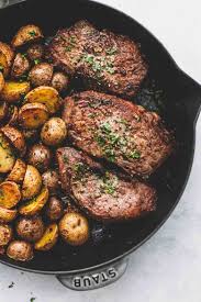 Garlic Butter Steak And Potatoes Skillet Strip Steak Recipe Garlic Butter Steak Ny Strip Steak Recipes