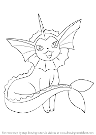 Step By Step How To Draw Vaporeon From Pokemon Drawingtutorials101 Com Pokemon Drawings Pokemon Sketch Easy Pokemon Drawings