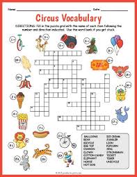 Free Printable Circus Vocabulary Image Crossword Word Puzzles For Kids Kids Crossword Puzzles Crossword Puzzles