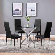 Free delivery and returns on ebay plus items for plus members. 4homart Yvonne F L A M Dining Table With Chairs Round Glass Table Set Modern Tempered Glass Top Table With 4 Black Pu Leather Chairs Dining Room Furniture Round Table 4 Black Chairs Pricepulse