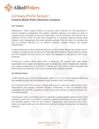 These teams and their leaders, not us, are the stars — and we aim to be their greatest advocates. Fillable Online Company Profile Sample 1 Fax Email Print Pdffiller