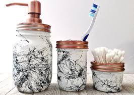 Explore our 17 beautiful teal bathroom ideas with many photos for inspiration, and maybe you will find something that you will want to recreate in your bathroom. White Marble Bathroom Set Mason Jars Bath Set White Etsy Marble Jar White Marble Bathrooms Mason Jar Bathroom