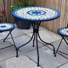 Ceramic Patio Bistro Table Steel Outdoor Porch Garden Furniture Blue Large 70 Cm Mosaic Patio Table Bistro Table Metal Garden Furniture