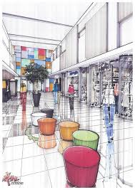 Mall Interior Design Perspective Interior Design Sketches Drawing Interior Interior Sketch