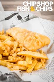 Chip Shop Chips With Battered Fish Recipe Fish And Chips Seafood Recipes Cooking Dinner
