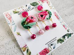 Protea Flower Earring Polymer Clay Plant Jewelry 20th 18th Etsy Polymer Clay Ornaments Plant Jewelry Polymer Clay Earrings