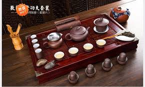 China Tea Set Lot Solid Wood Tea Table Yixing Zisha Teapot Cup Pitcher Tea Caddy Tea Set China Tea Wood Tea Tray