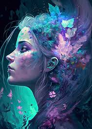 Flowerpunk Woman' Poster, picture, metal print, paint by Stephen Schreck