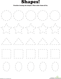 trace and color shapes worksheet education com