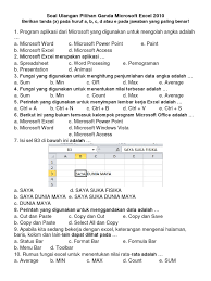 Soal pilihan ganda pkn kelas 10 semester 1 kurikulum 2013. Soal Soal Tik Tentang Microsoft Excel Materi Fungsi Pilihan Ganda Jawabanku Id