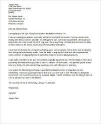 Free 6 Sample Cover Letter For Receptionist In Pdf