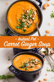 Instant Pot Carrot Soup With Ginger Warm Healthy And Naturally Vegan This Creamy Soup Is Eas Instant Pot Soup Recipes Carrot Ginger Soup Creamy Carrot Soup