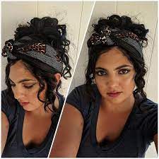 Pineapple with bandana hairstyle for curly hair. 25 Easy To Do Curly Updos For Any Occasion Scarf Hairstyles Hair Scarf Styles Curly Hair Styles
